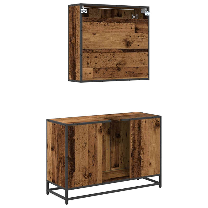 Set de mobilier pentru baie 2 pcs Lemn Vechi Lemn compozit - WALTI WALTI