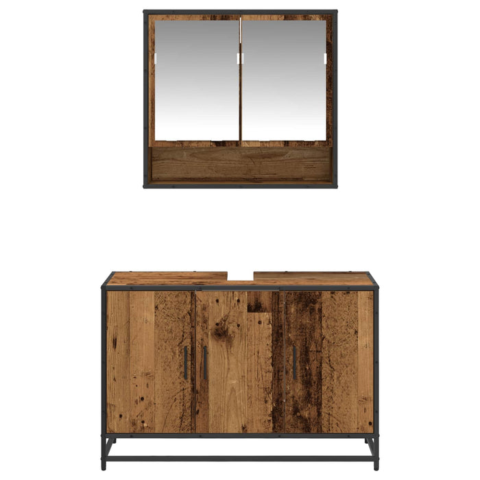 Set de mobilier pentru baie 2 pcs Lemn Vechi Lemn compozit - WALTI WALTI