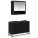 Set de mobilier pentru baie 2 pcs Stejar Negru Lemn compozit - WALTI WALTI