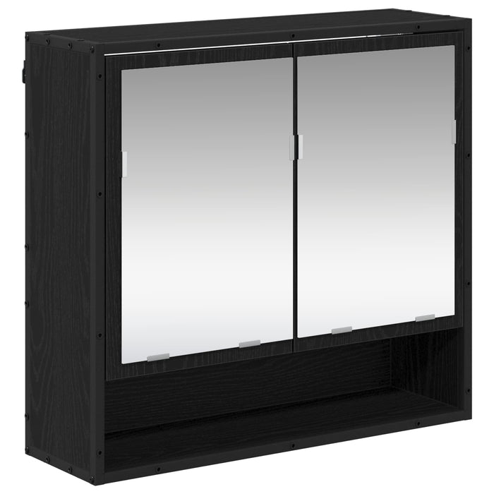 Set de mobilier pentru baie 2 pcs Stejar Negru Lemn compozit - WALTI WALTI