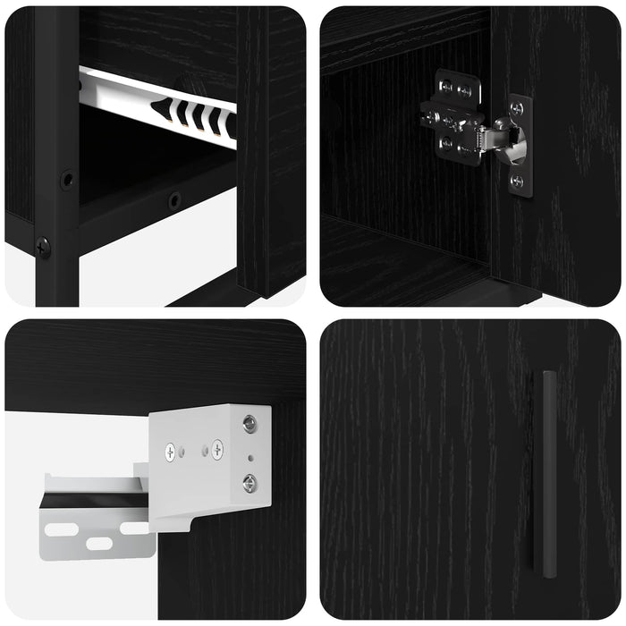 Set de mobilier pentru baie 3 pcs Stejar Negru Lemn compozit - WALTI WALTI