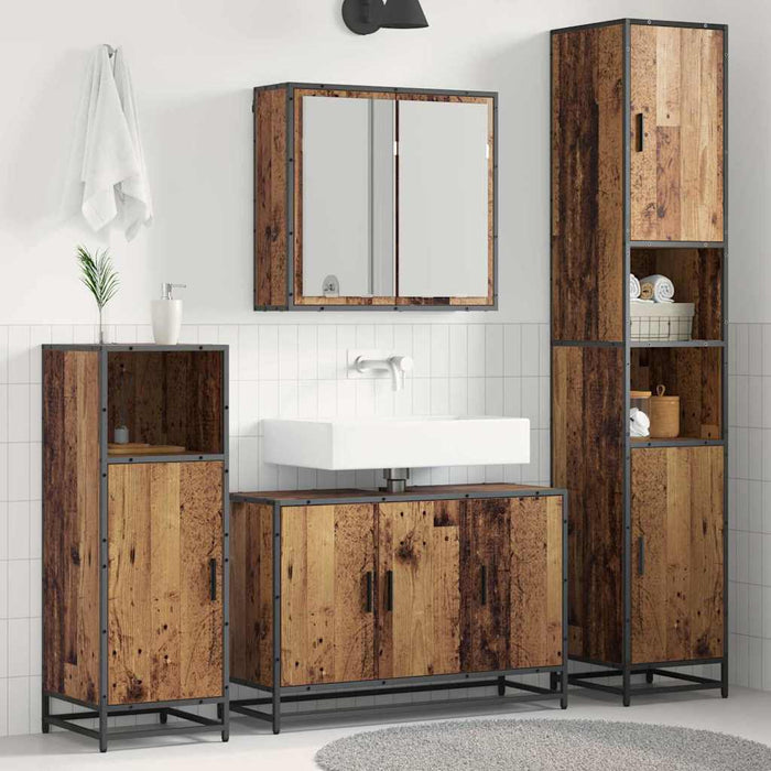 Set de mobilier pentru baie 3 pcs Lemn Vechi Lemn compozit - WALTI WALTI