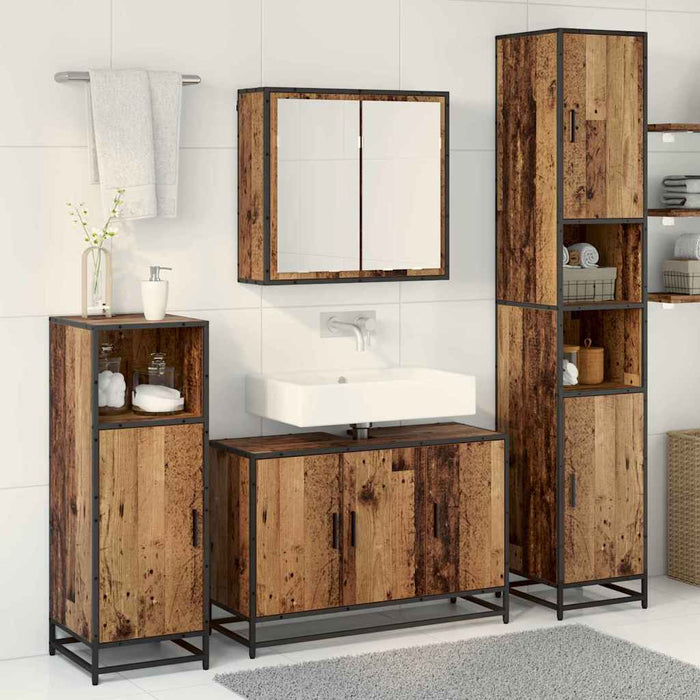 Set de mobilier pentru baie 3 pcs Lemn Vechi Lemn compozit - WALTI WALTI