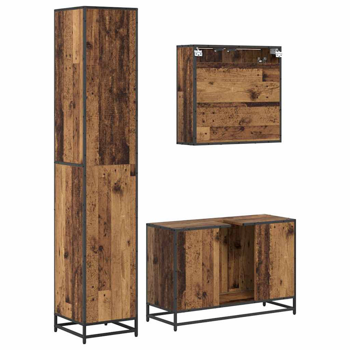 Set de mobilier pentru baie 3 pcs Lemn Vechi Lemn compozit - WALTI WALTI