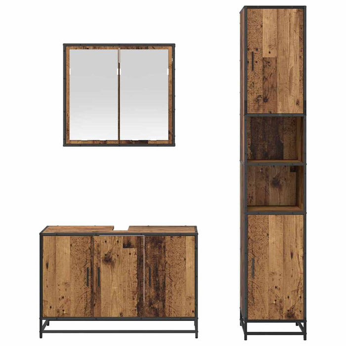 Set de mobilier pentru baie 3 pcs Lemn Vechi Lemn compozit - WALTI WALTI