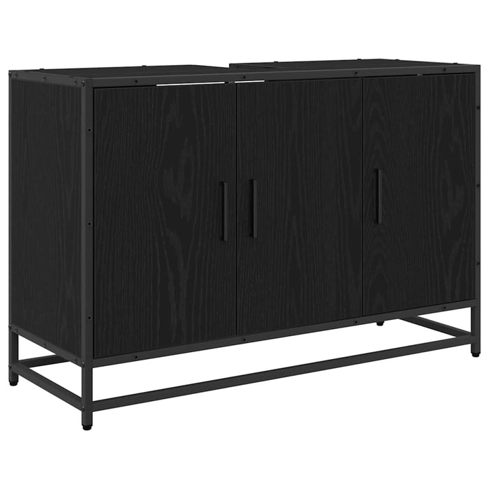 Set de mobilier pentru baie 3 pcs Stejar Negru Lemn compozit - WALTI WALTI