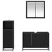Set de mobilier pentru baie 3 pcs Stejar Negru Lemn compozit - WALTI WALTI