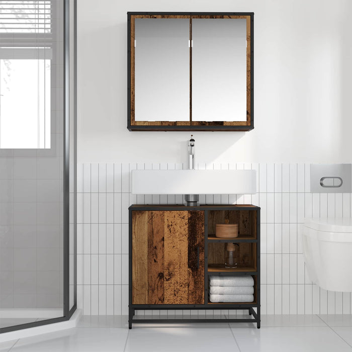 Set de mobilier pentru baie 2 pcs Lemn Vechi Lemn compozit WALTI