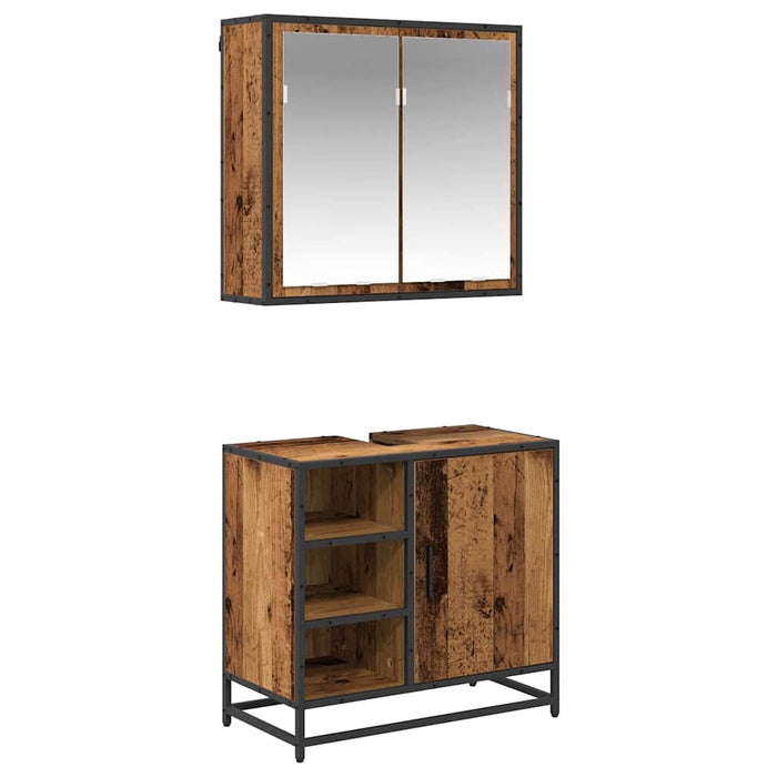 Set de mobilier pentru baie 2 pcs Lemn Vechi Lemn compozit WALTI