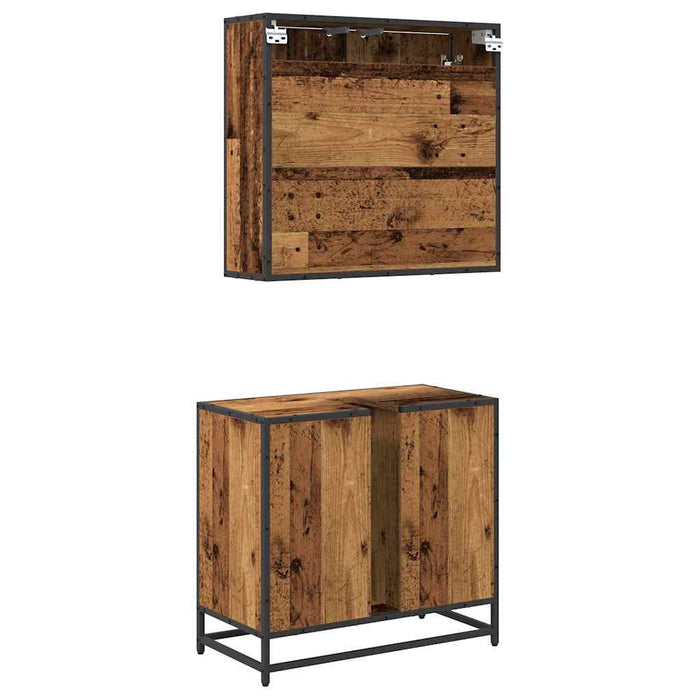 Set de mobilier pentru baie 2 pcs Lemn Vechi Lemn compozit WALTI