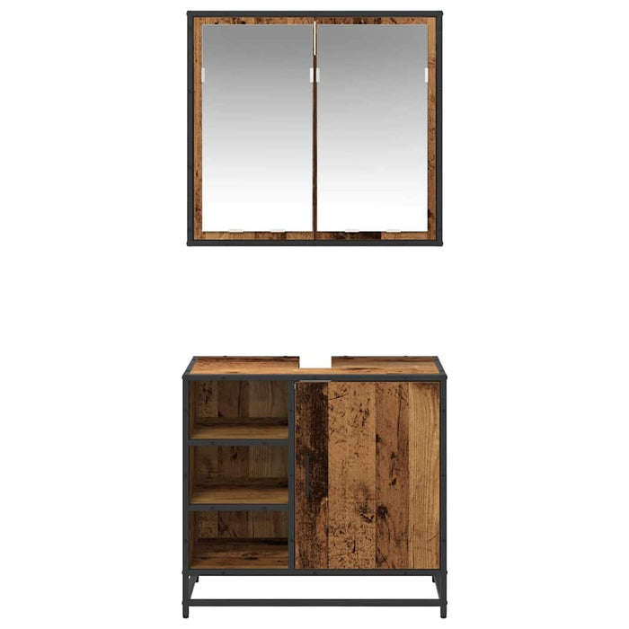 Set de mobilier pentru baie 2 pcs Lemn Vechi Lemn compozit WALTI