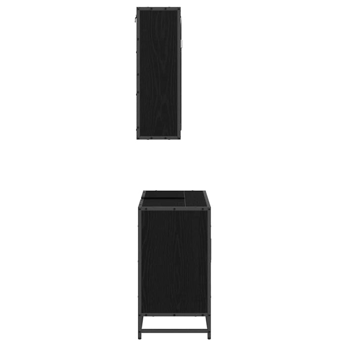 Set de mobilier pentru baie 2 pcs Stejar Negru Lemn compozit - WALTI WALTI