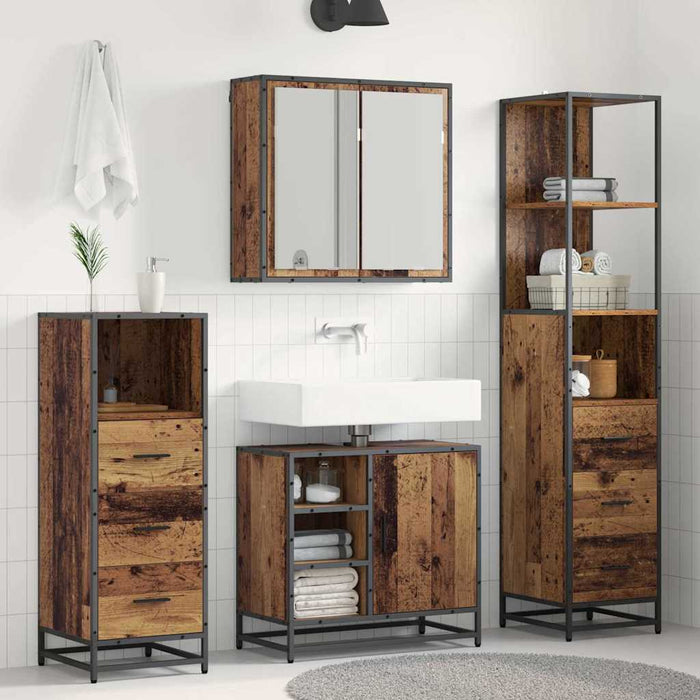 Set de mobilier pentru baie 3 pcs Lemn Vechi Lemn compozit WALTI