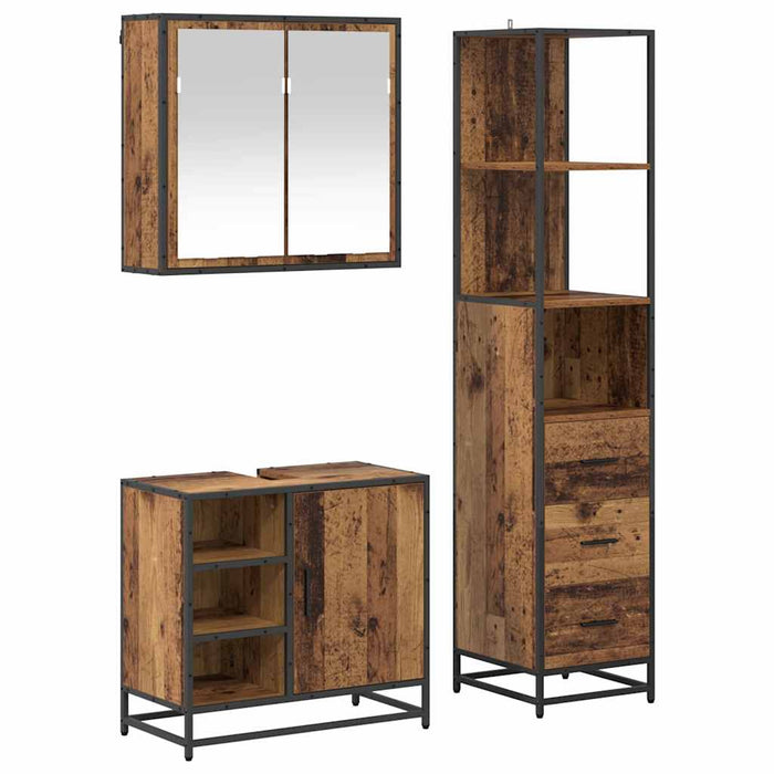 Set de mobilier pentru baie 3 pcs Lemn Vechi Lemn compozit WALTI