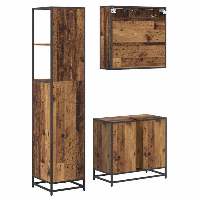 Set de mobilier pentru baie 3 pcs Lemn Vechi Lemn compozit WALTI