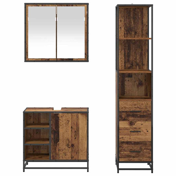 Set de mobilier pentru baie 3 pcs Lemn Vechi Lemn compozit WALTI