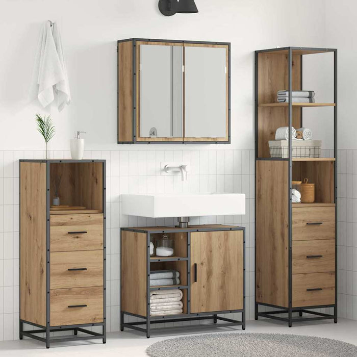 Set de mobilier pentru baie cu sertar 3 pcs Stejar Artizanal WALTI