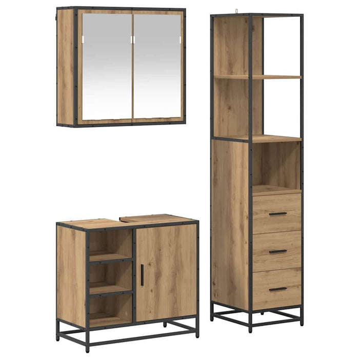 Set de mobilier pentru baie cu sertar 3 pcs Stejar Artizanal WALTI
