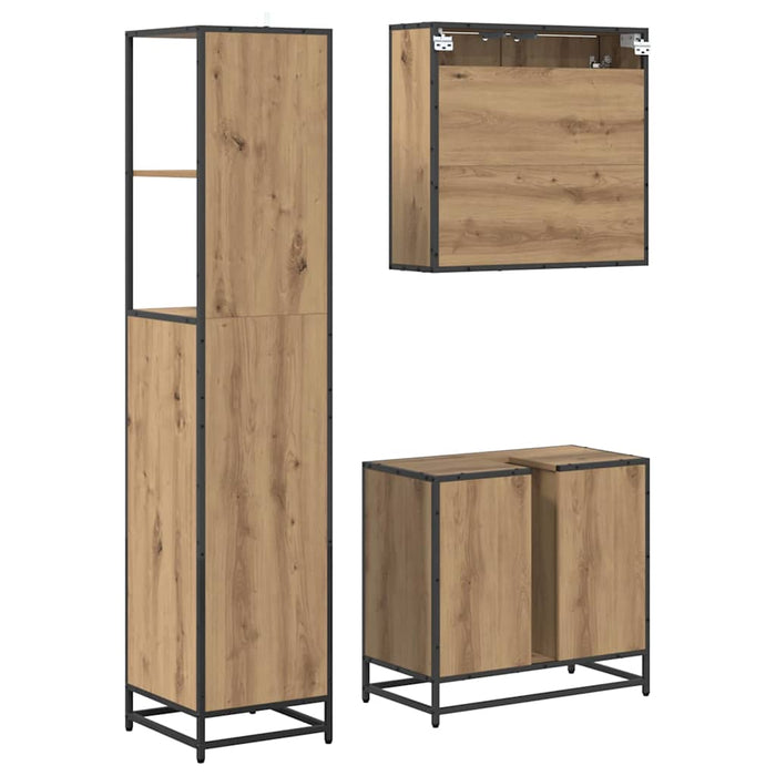 Set de mobilier pentru baie cu sertar 3 pcs Stejar Artizanal WALTI