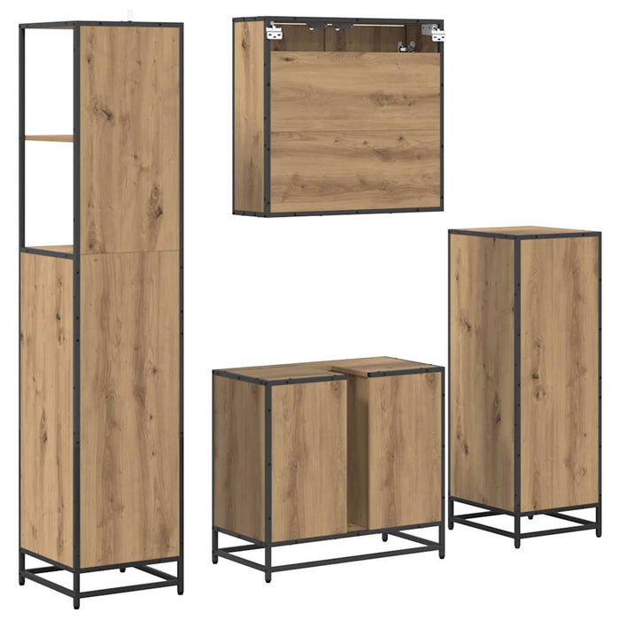 Set de mobilier pentru baie cu sertar 4 pcs Stejar Artizanal WALTI