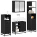 Set de mobilier pentru baie 4 pcs Stejar Negru Lemn compozit - WALTI WALTI