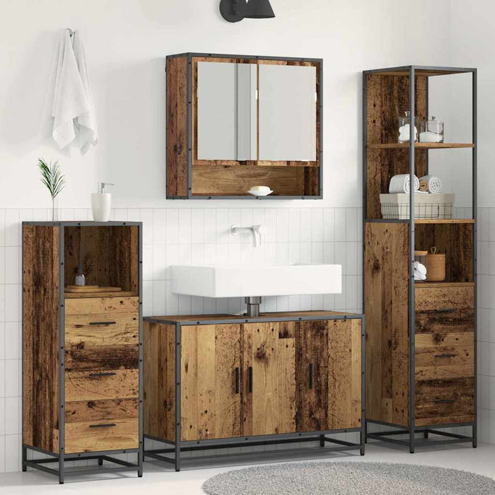Set de mobilier pentru baie 3 pcs Lemn Vechi Lemn compozit - WALTI WALTI