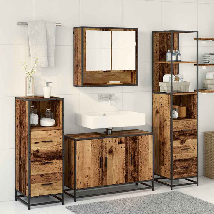 Set de mobilier pentru baie 3 pcs Lemn Vechi Lemn compozit - WALTI WALTI