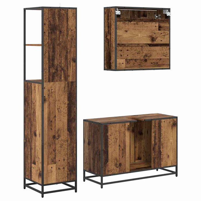 Set de mobilier pentru baie 3 pcs Lemn Vechi Lemn compozit - WALTI WALTI
