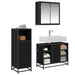 Set de mobilier pentru baie 3 pcs Stejar Negru Lemn compozit - WALTI WALTI