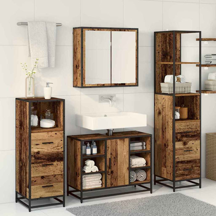 Set de mobilier pentru baie 3 pcs Lemn Vechi Lemn compozit - WALTI WALTI