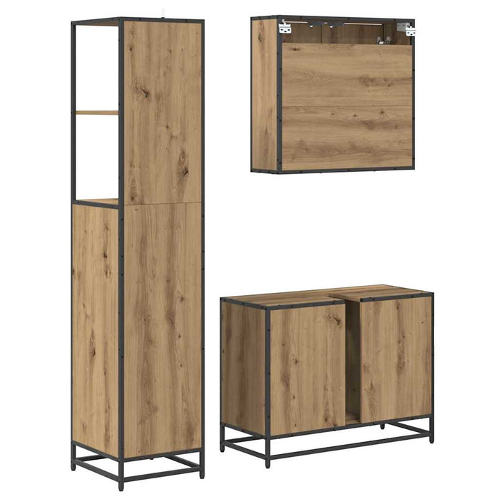 Set de mobilier pentru baie cu sertar 3 pcs Stejar Artizanal WALTI