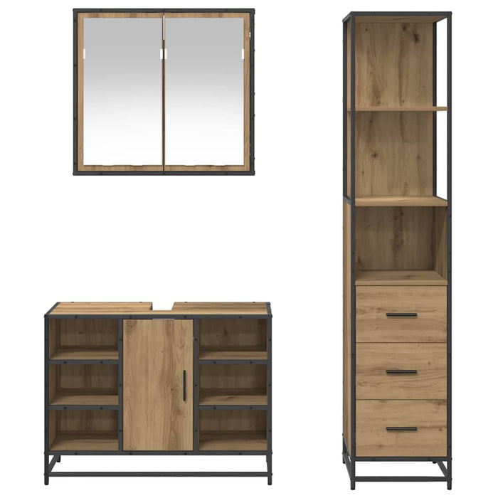 Set de mobilier pentru baie cu sertar 3 pcs Stejar Artizanal WALTI