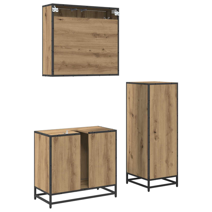 Set de mobilier pentru baie cu sertar 3 pcs Stejar Artizanal - WALTI WALTI