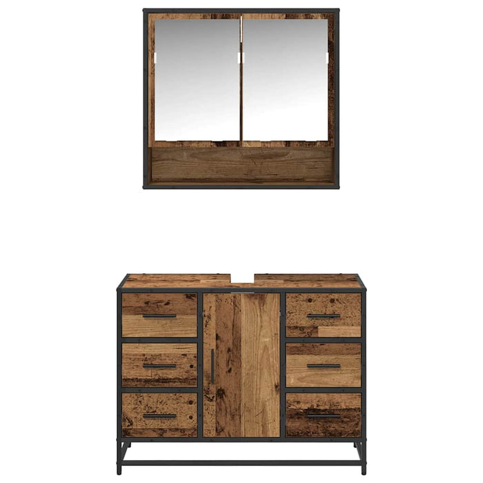 Set de mobilier pentru baie 2 pcs Lemn Vechi Lemn compozit - WALTI WALTI