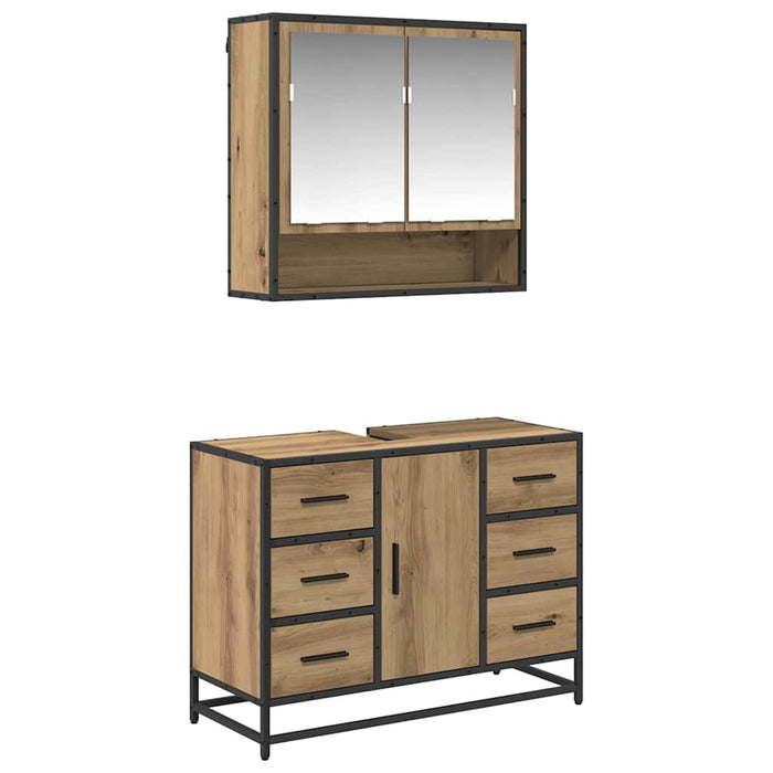 Set de mobilier pentru baie cu sertar 2 pcs Stejar Artizanal - WALTI WALTI