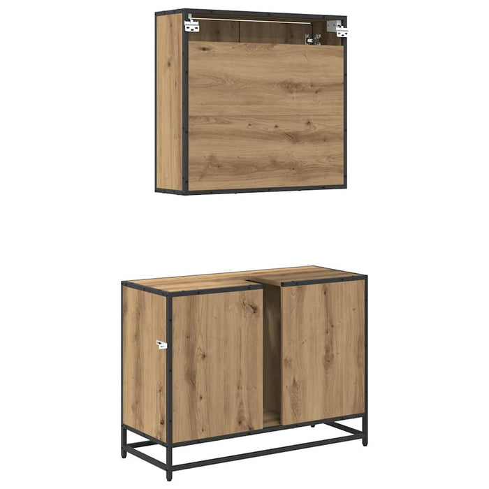 Set de mobilier pentru baie cu sertar 2 pcs Stejar Artizanal - WALTI WALTI