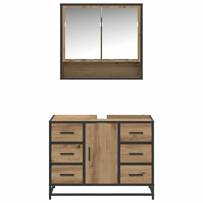 Set de mobilier pentru baie cu sertar 2 pcs Stejar Artizanal - WALTI WALTI