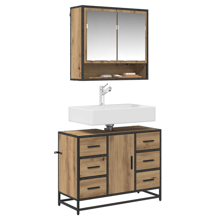 Set de mobilier pentru baie cu sertar 2 pcs Stejar Artizanal - WALTI WALTI