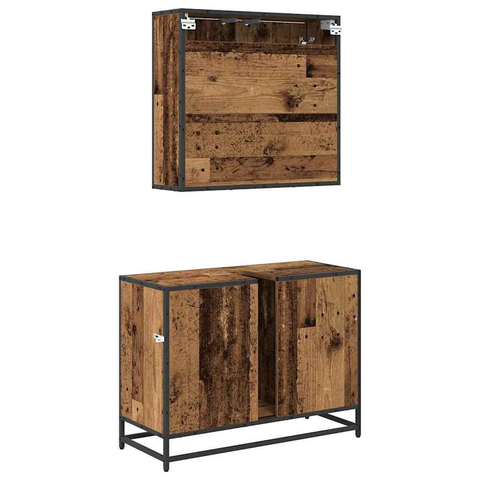 Set de mobilier pentru baie 2 pcs Lemn Vechi Lemn compozit - WALTI WALTI