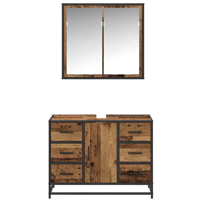 Set de mobilier pentru baie 2 pcs Lemn Vechi Lemn compozit - WALTI WALTI