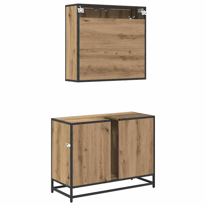 Set de mobilier pentru baie cu sertar 2 pcs Stejar Artizanal - WALTI WALTI