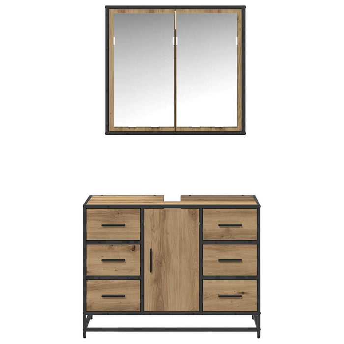 Set de mobilier pentru baie cu sertar 2 pcs Stejar Artizanal - WALTI WALTI