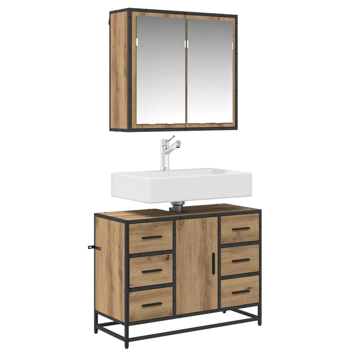 Set de mobilier pentru baie cu sertar 2 pcs Stejar Artizanal - WALTI WALTI