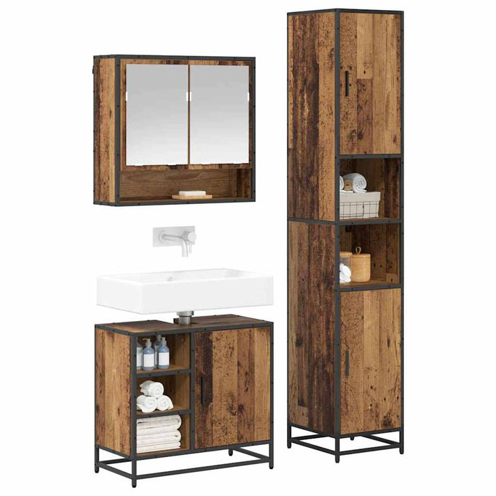 Set de mobilier pentru baie 3 pcs Lemn Vechi Lemn compozit WALTI