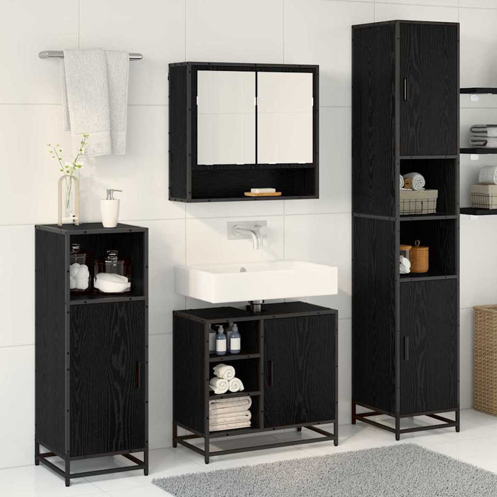 Set de mobilier pentru baie 3 pcs Stejar Negru Lemn compozit - WALTI WALTI