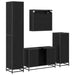 Set de mobilier pentru baie 4 pcs Stejar Negru Lemn compozit - WALTI WALTI