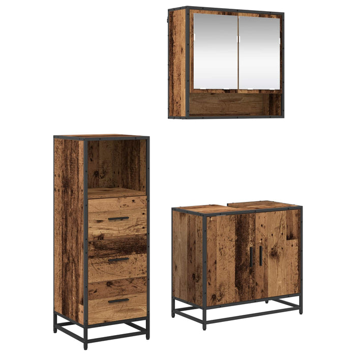 Set de mobilier pentru baie 3 pcs Lemn Vechi Lemn compozit - WALTI WALTI