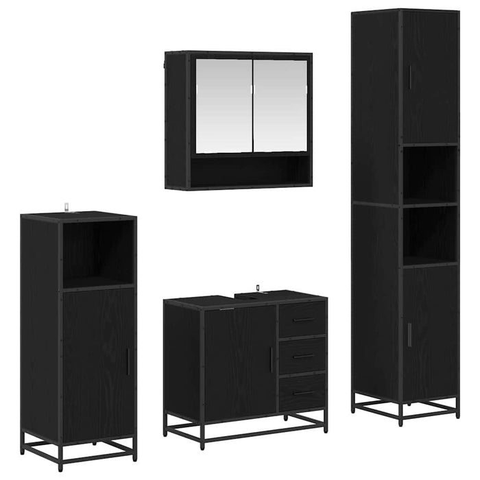 Set de mobilier pentru baie cu sertar cu ușă 4 pcs Stejar negru - WALTI WALTI