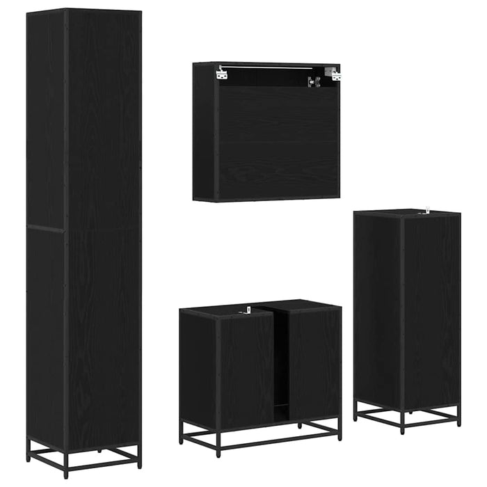 Set de mobilier pentru baie cu sertar cu ușă 4 pcs Stejar negru - WALTI WALTI