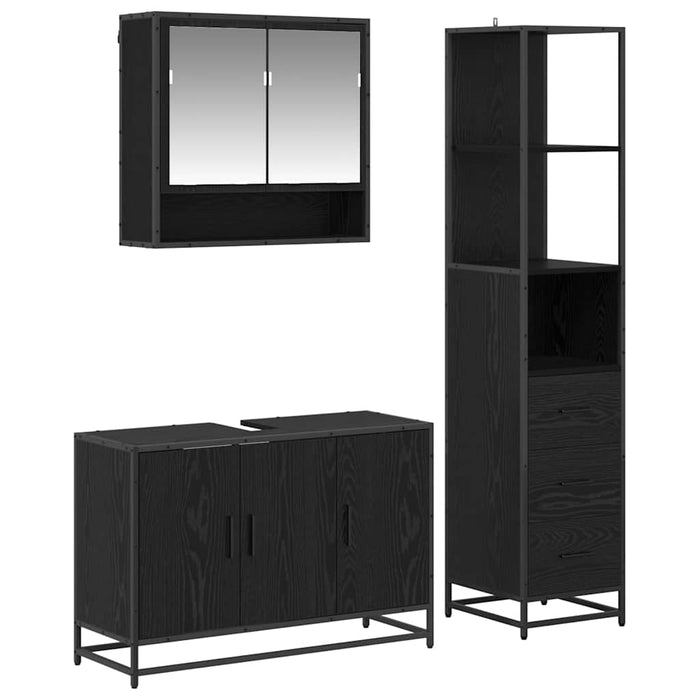 Set de mobilier pentru baie 3 pcs Lemn Vechi Lemn compozit - WALTI WALTI